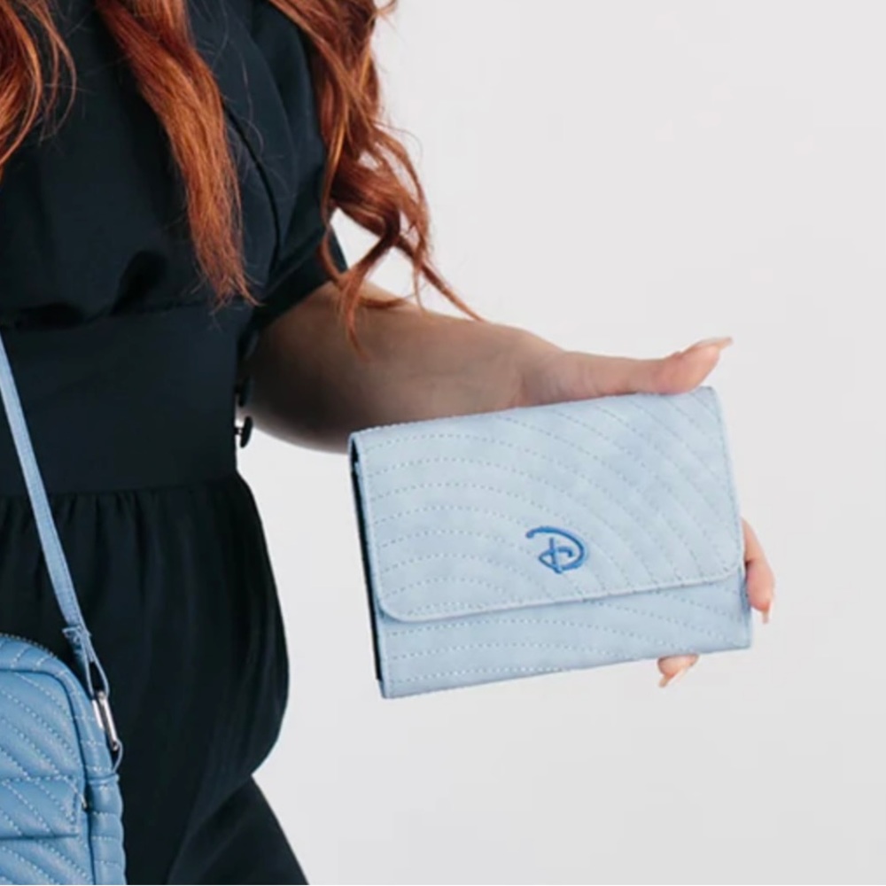 Women's Fold Over Wallet Rectangle - Arch Sky Blue Stitch with Disney Signature